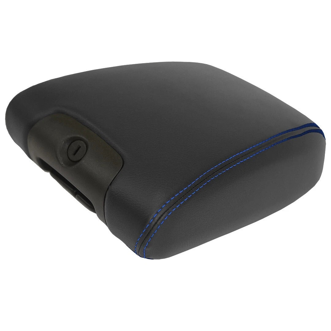 Leather Console Armrest Cover for Jeep Wrangler (2011–2017) Blue Stitch