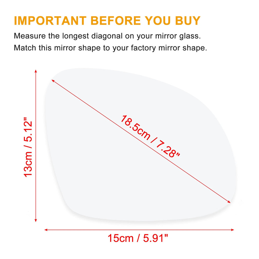 Right Heated Mirror Glass for Volkswagen Tiguan (2009–2017)