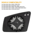 Heated Right Side Rearview Mirror Glass for Mercedes-Benz E400 (2015-2017)