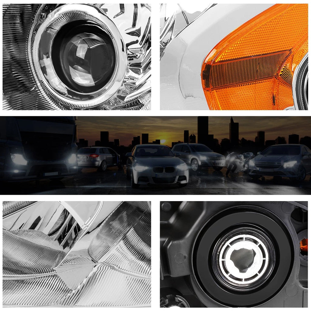 Projector Headlight Set for Nissan Altima Sedan (2013–2015) Amber Corner Chrome