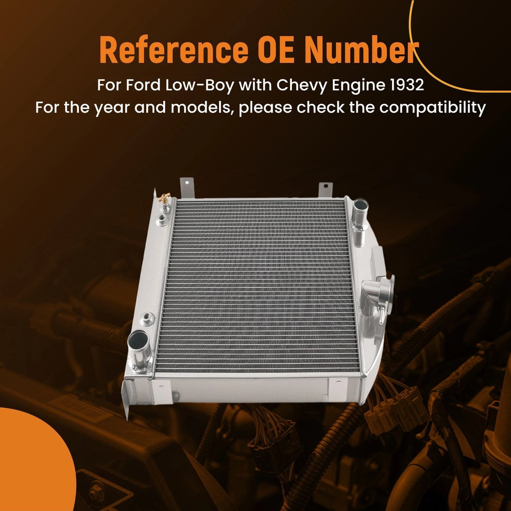Aluminum Coolant Radiator for Ford Low-Boy Chevy Engine (1932) CU1009 3 Row