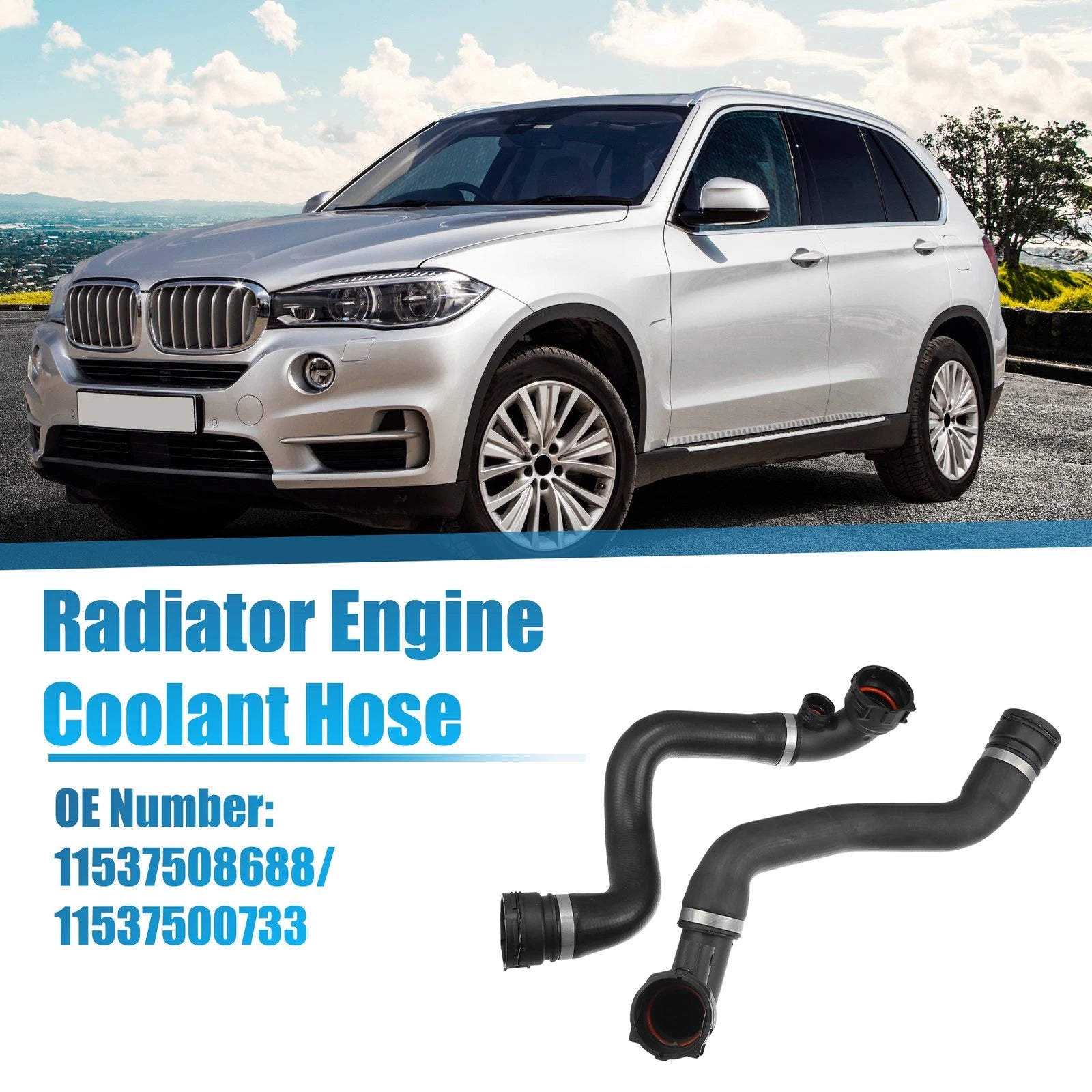Set of 2 Upper and Lower Radiator Coolant Water Hoses for BMW X5 (2000–2006) No.11537508688
