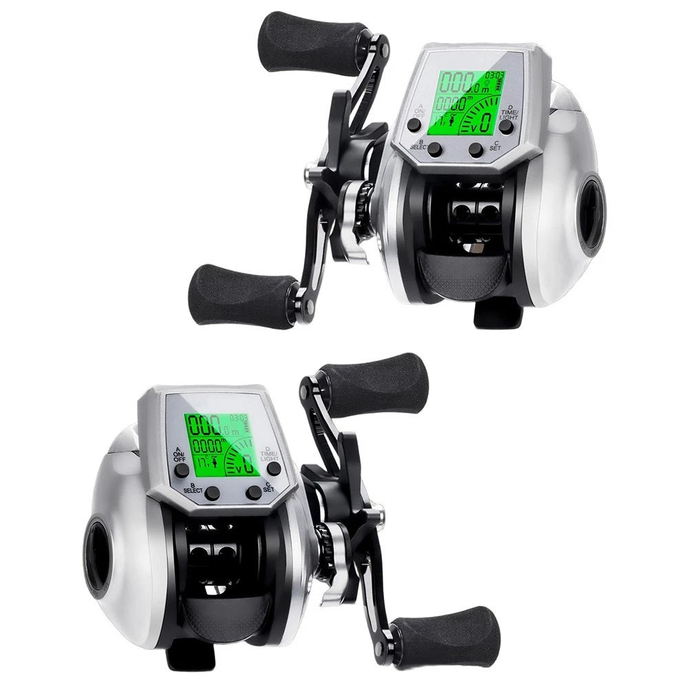 Fishing Reel Digital Baitcasting with Backlight Battery Level & Temp