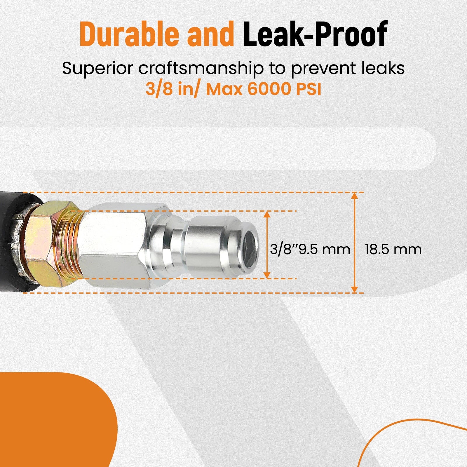 100ft 3/8in High-Pressure Washer Hose 6000psi Non-Marking