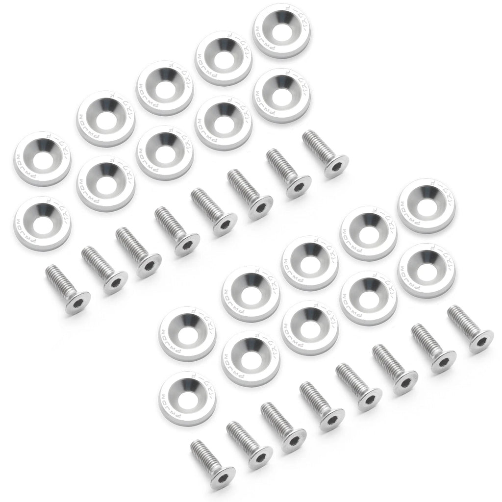 20x Silver JDM Billet Aluminum Fender/Bumper Washer/Bolt Kit for Engine Bay (2000-2006)