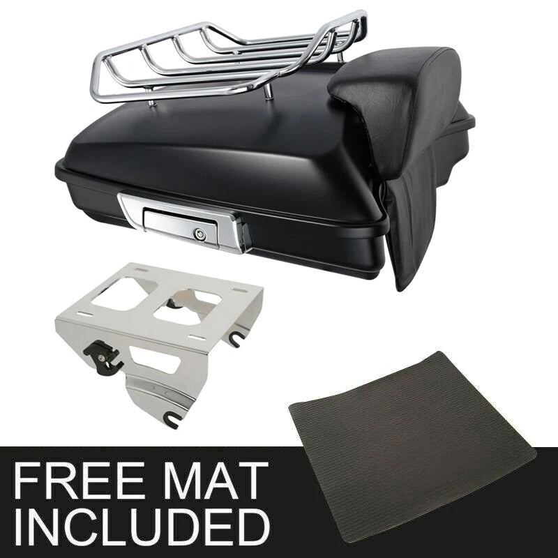 Matte Black Razor Trunk Backrest Solo Mount Rack for Harley Touring (2014–2026)