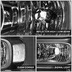 Headlight Lamps for Ford F-250 F-350 F-450 F-550 Super Duty (1999–2004) Black/Clear