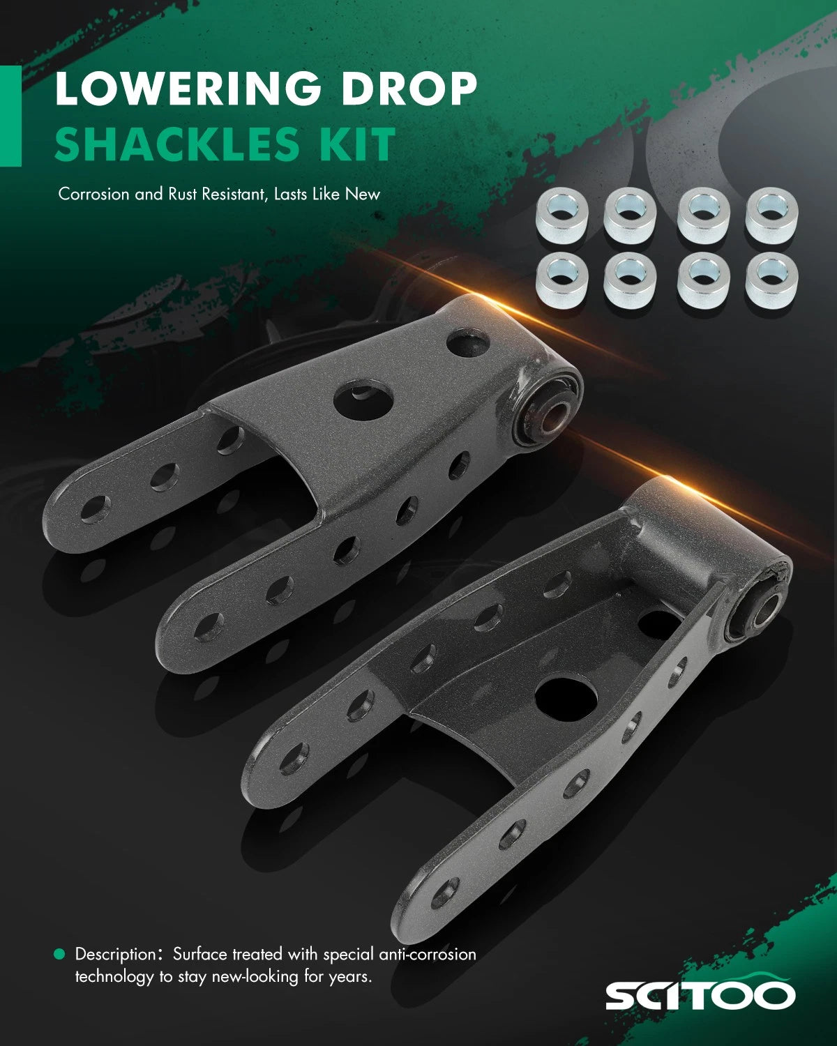 2" - 3" Drop Shackles Lowering Kit for Chevrolet Silverado Sierra 1500 (2007–2018)