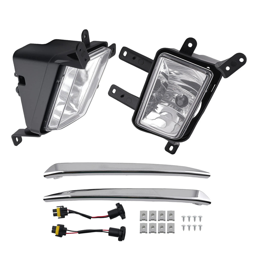 Fog Lights Lamps w/Chrome Trim + Bulbs for Chevy Suburban/Tahoe (2015–2020)