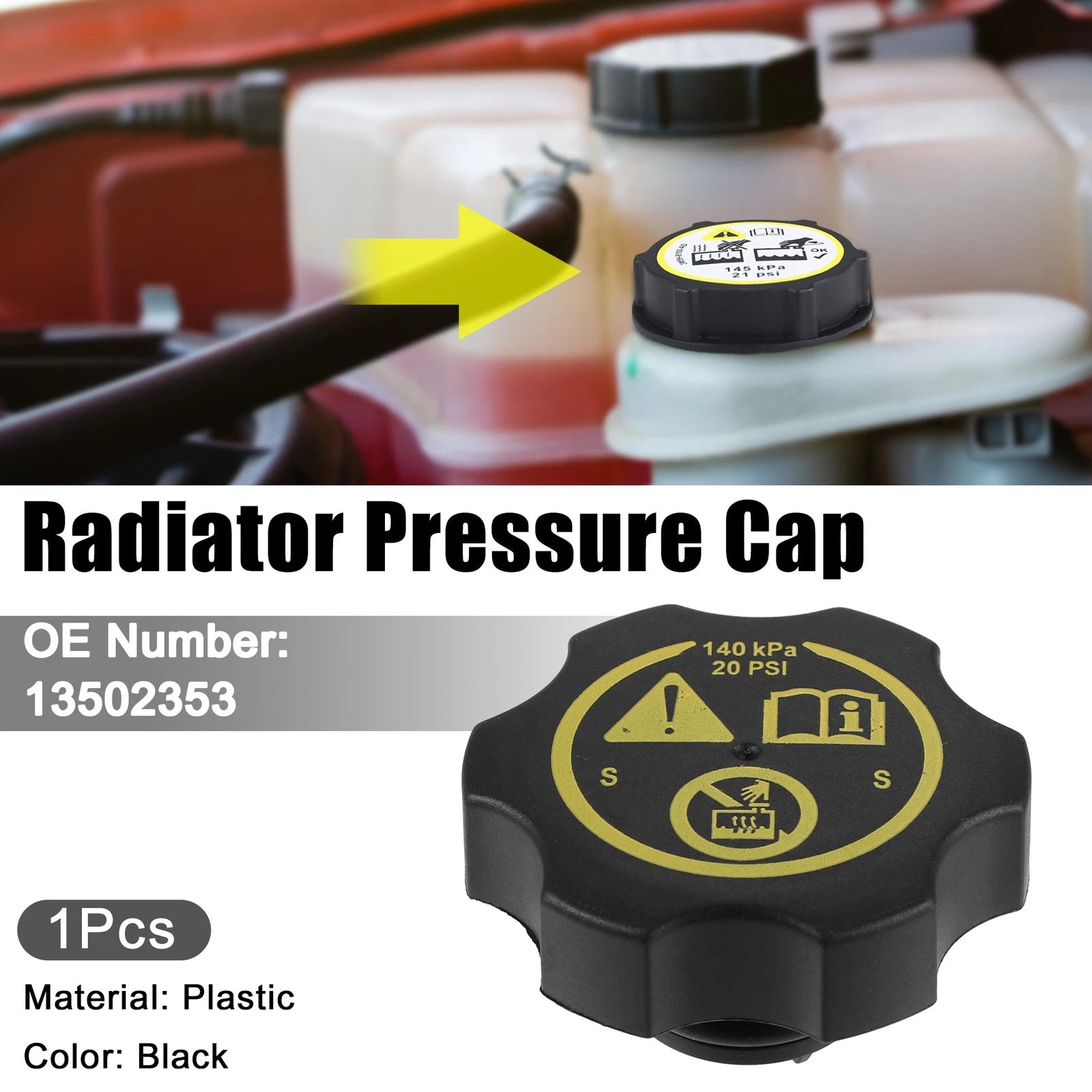 Radiator Pressure Coolant Reservoir Overflow Tank Cap for Buick Cascada (2016–2019)