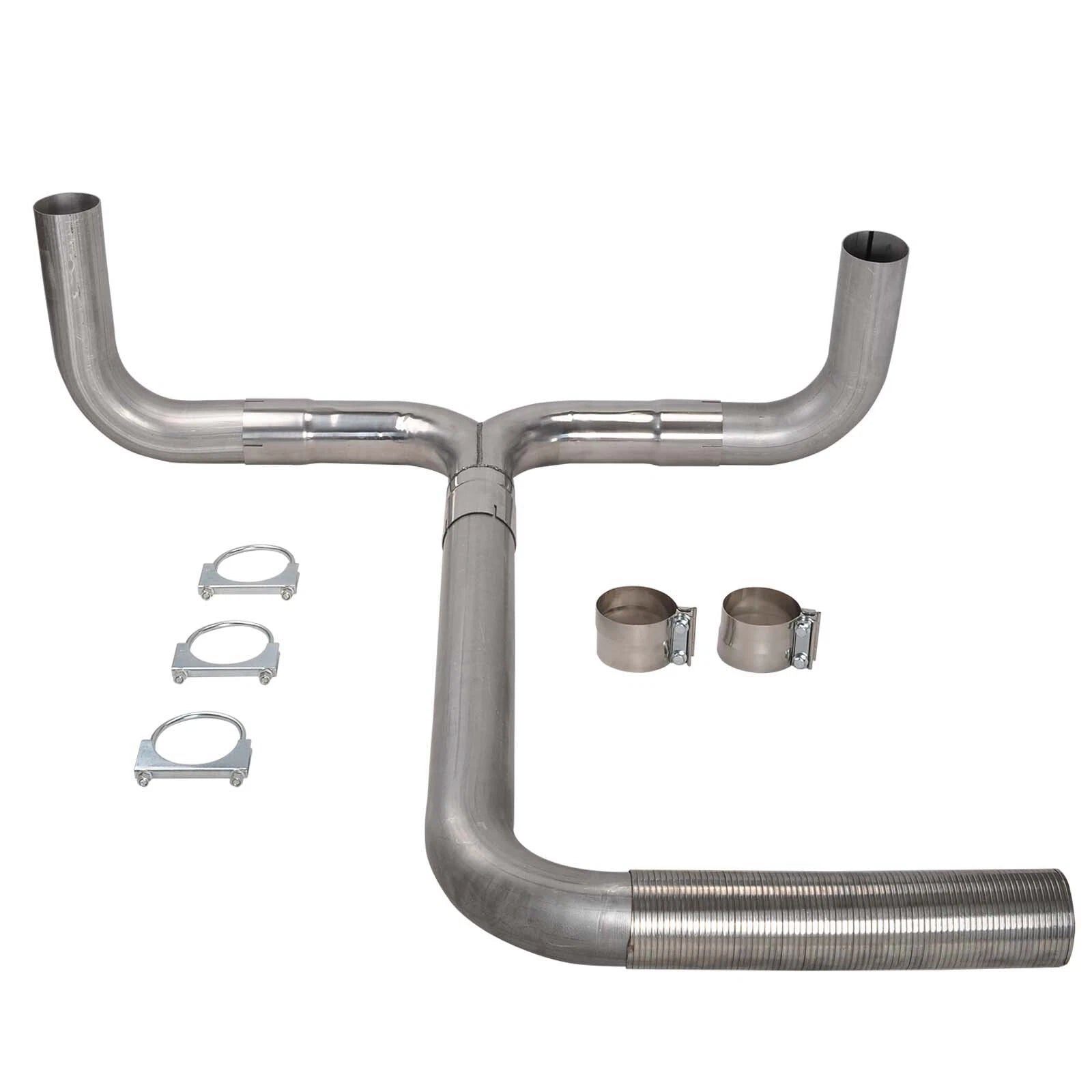 Dual Smoker Diesel Exhaust Stack T Pipe + 2X 4"/5" In 7"/8" Out Tips for