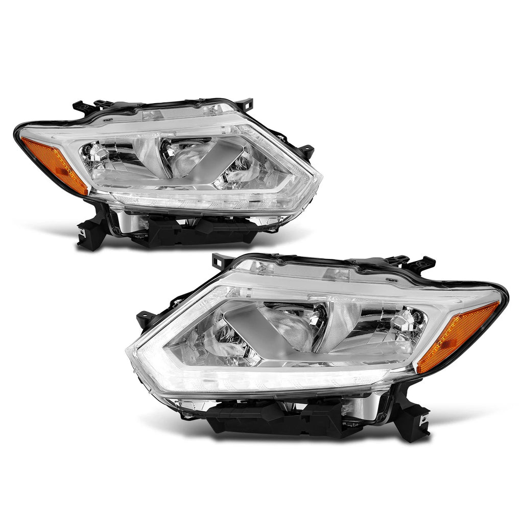 LED DRL Bar Headlight for Nissan Rogue (2014–2016) - Chrome Housing, Amber Side