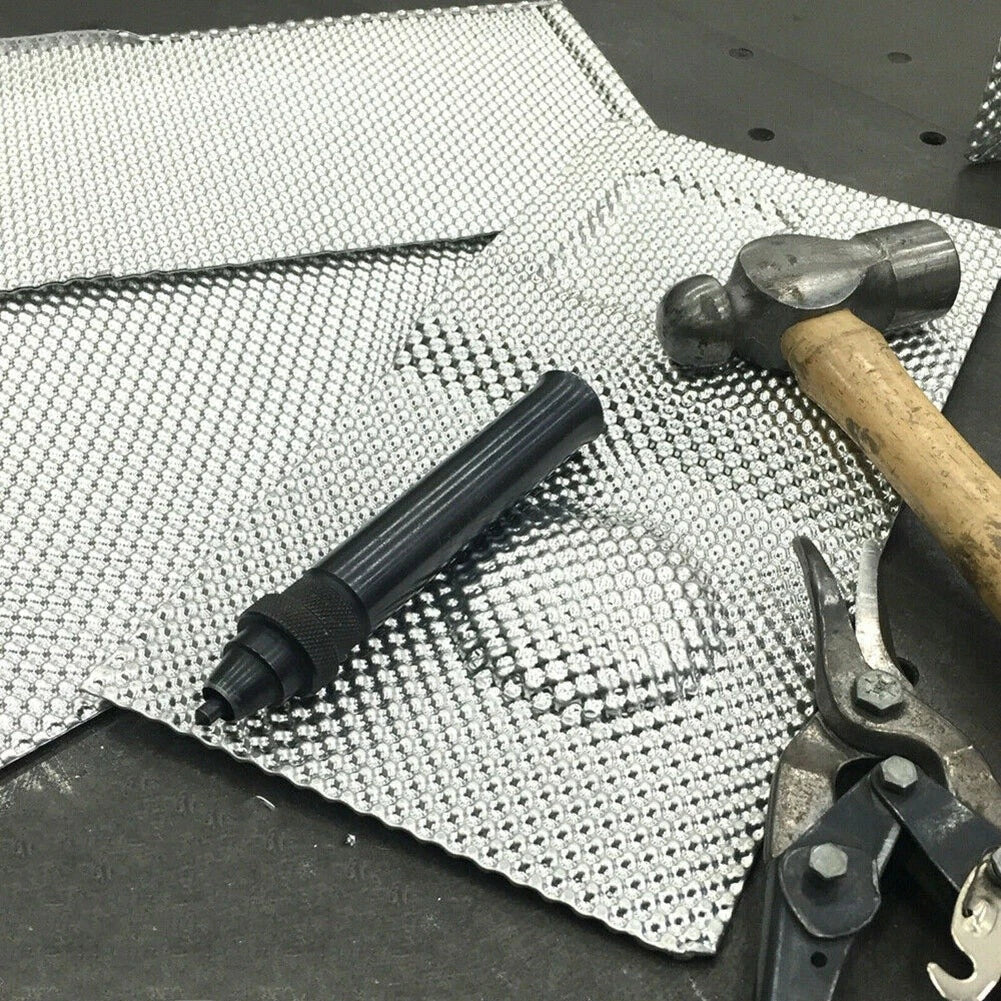 Lightweight Embossed Aluminum Heat Shield for Exhausts and Motors (400x330 mm)