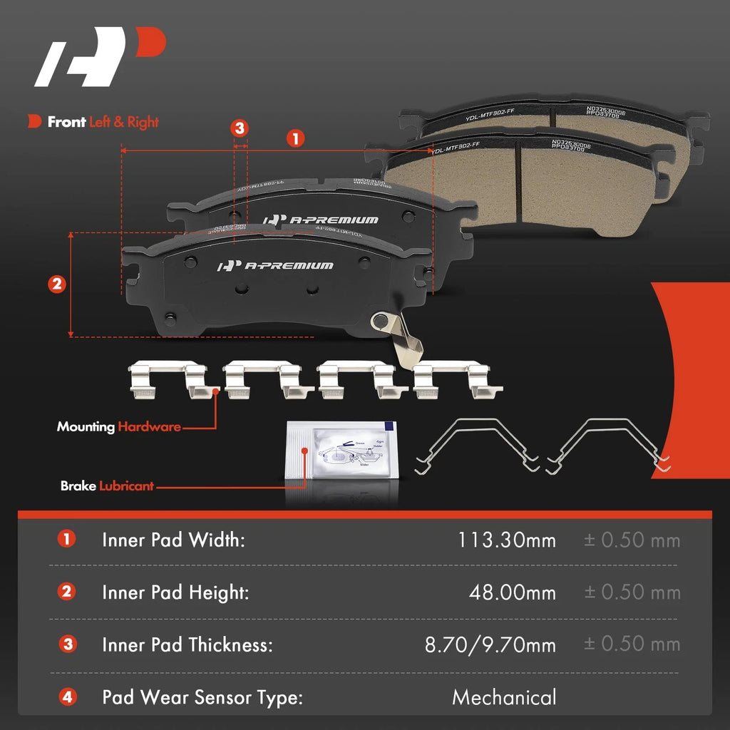 Set of 4 Front Ceramic Brake Pads for Ford Probe (1993–1997) Mazda 626 MX-6 Protege