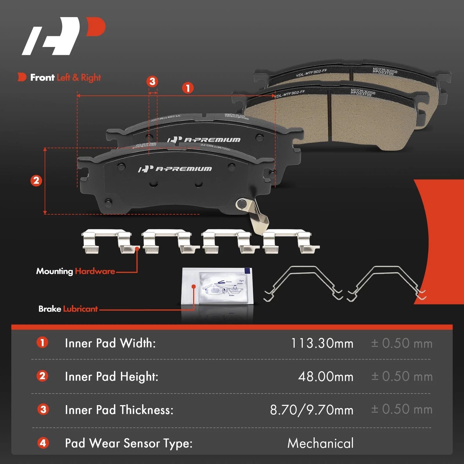 Set of 4 Front Ceramic Brake Pads for Ford Probe (1993–1997) Mazda 626 MX-6 Protege