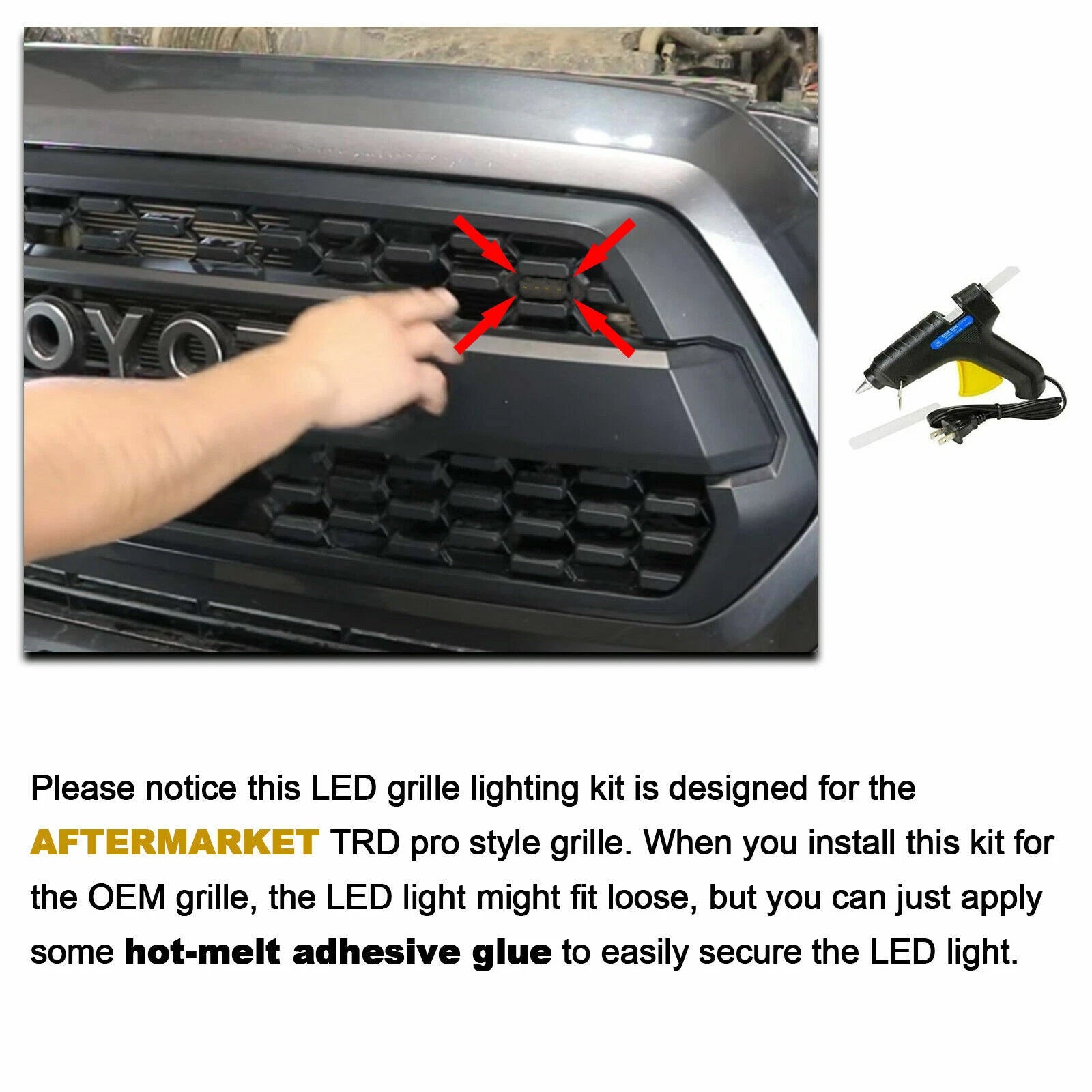 Smoked Lens Red LED Front Grille Lights for Toyota Tacoma (2016–2019)