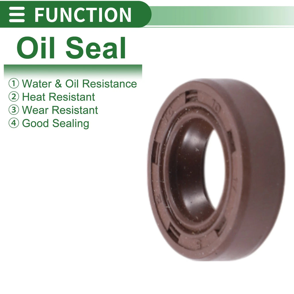 Set of 5 Oil Seal Ring 10x17x5mm for Rotary Shaft (Fluorine Rubber)