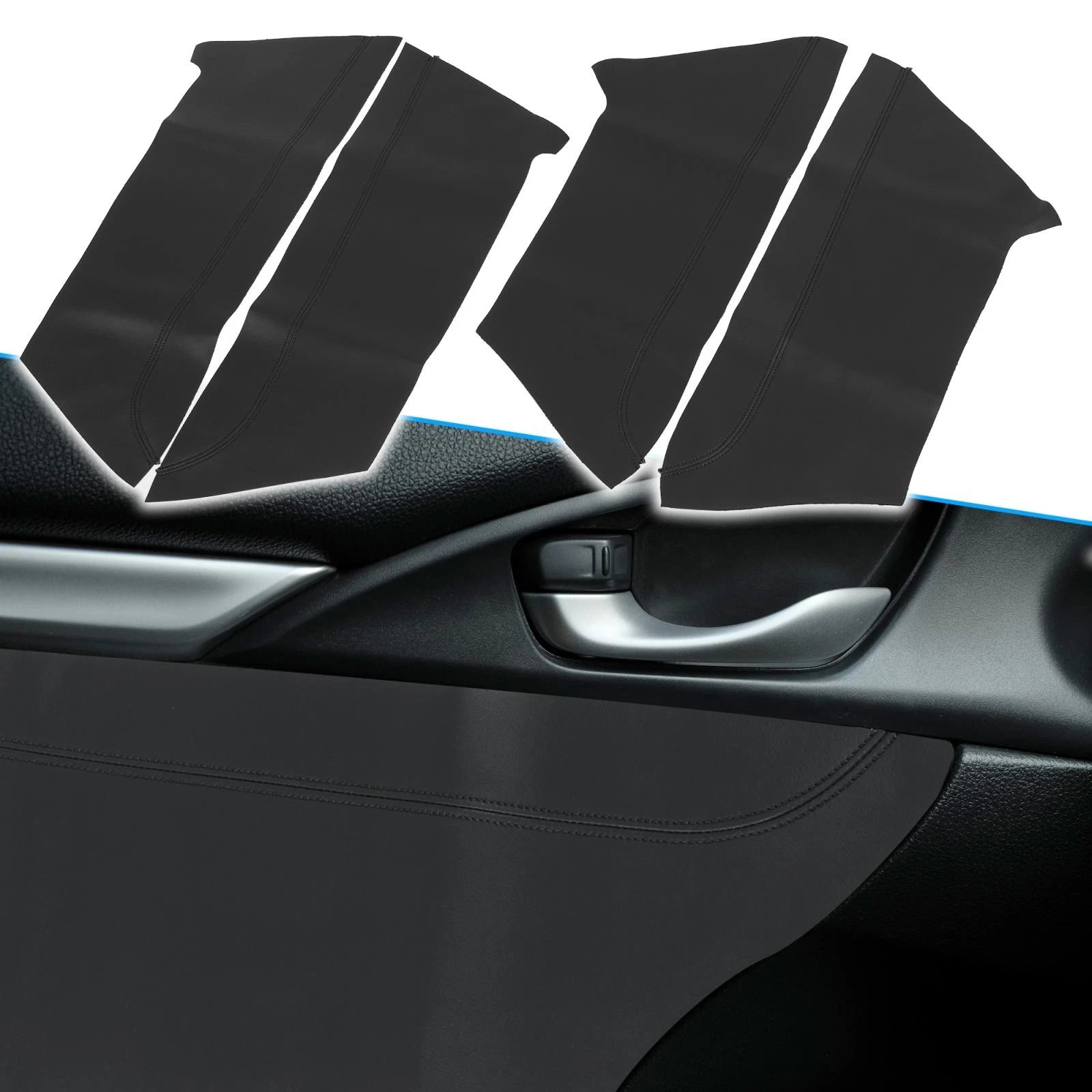 8Pcs Door Panel Armrest Protector Cover Pad for Honda Civic (2016–2020) Black