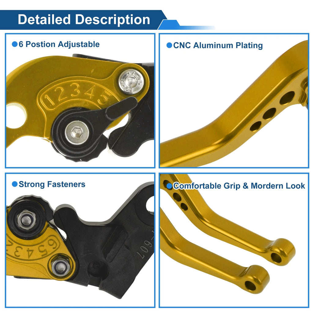 Adjustable Short Brake Clutch Levers for Honda CBF600/SA (2010–2013) - Gold Tone