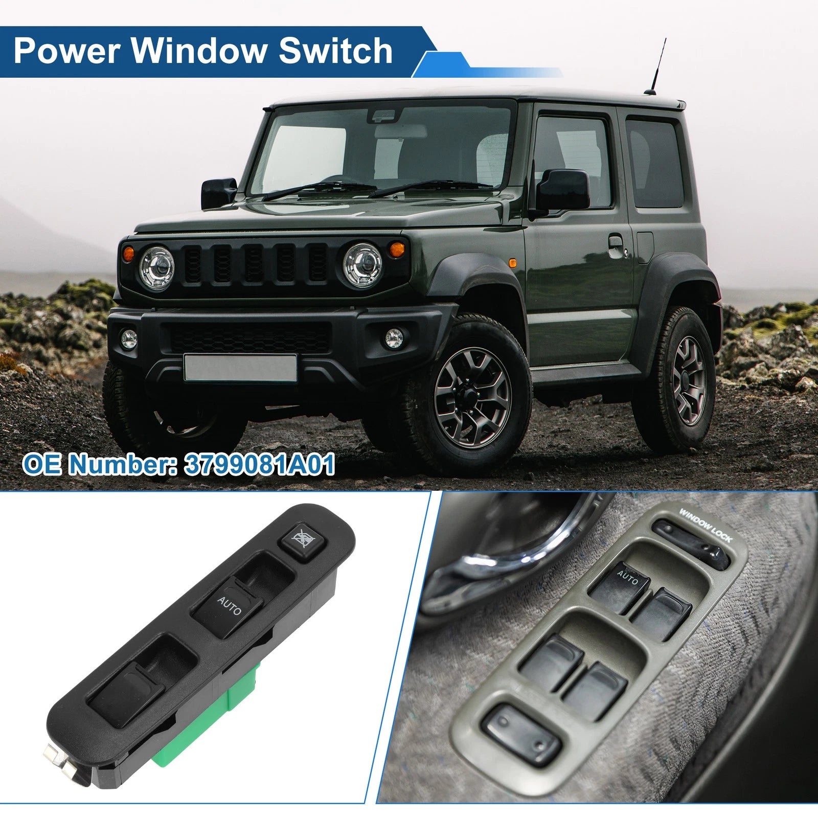 Power Window Switch for Suzuki Jimny (1998–2004) No. 3799081A01 Black