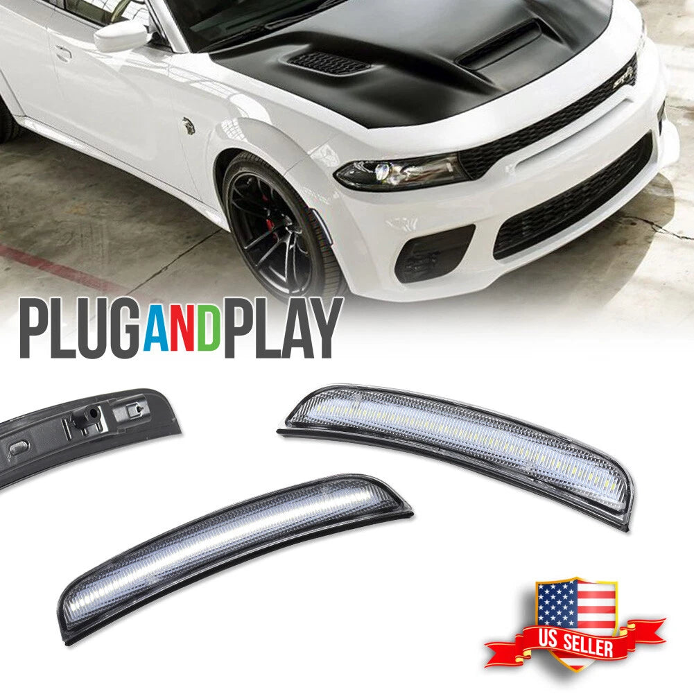 Clear Lens LED Front Side Marker Lights for Dodge Charger (2015–2022)
