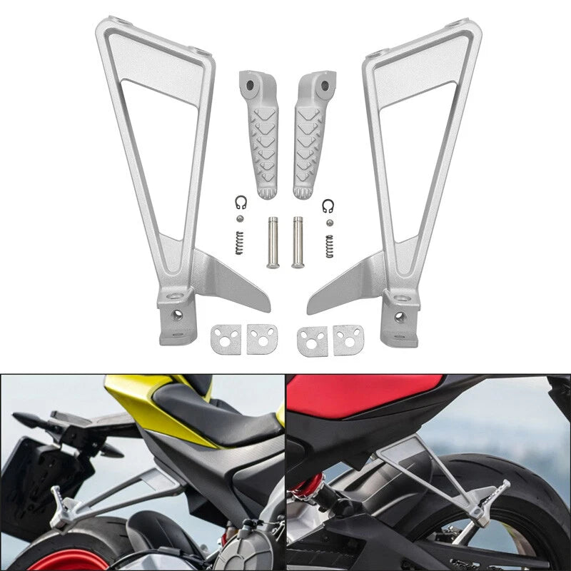 Set of 2 Passenger Foot Pegs Footrest Mount Bracket for Aprilia RS660 (2021–2025)