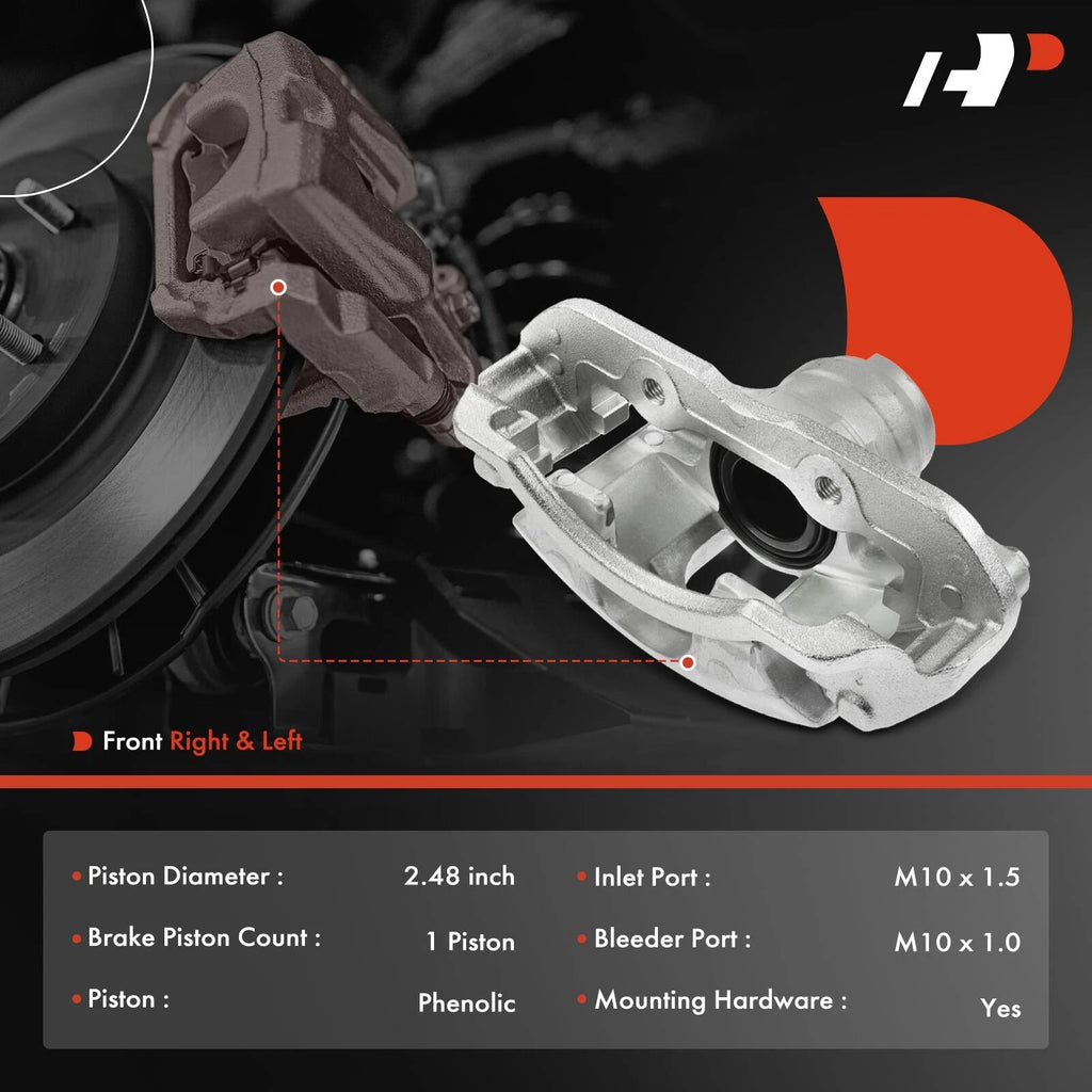 Pair Front Brake Calipers with Bracket for Ford Focus (2008-2011)
