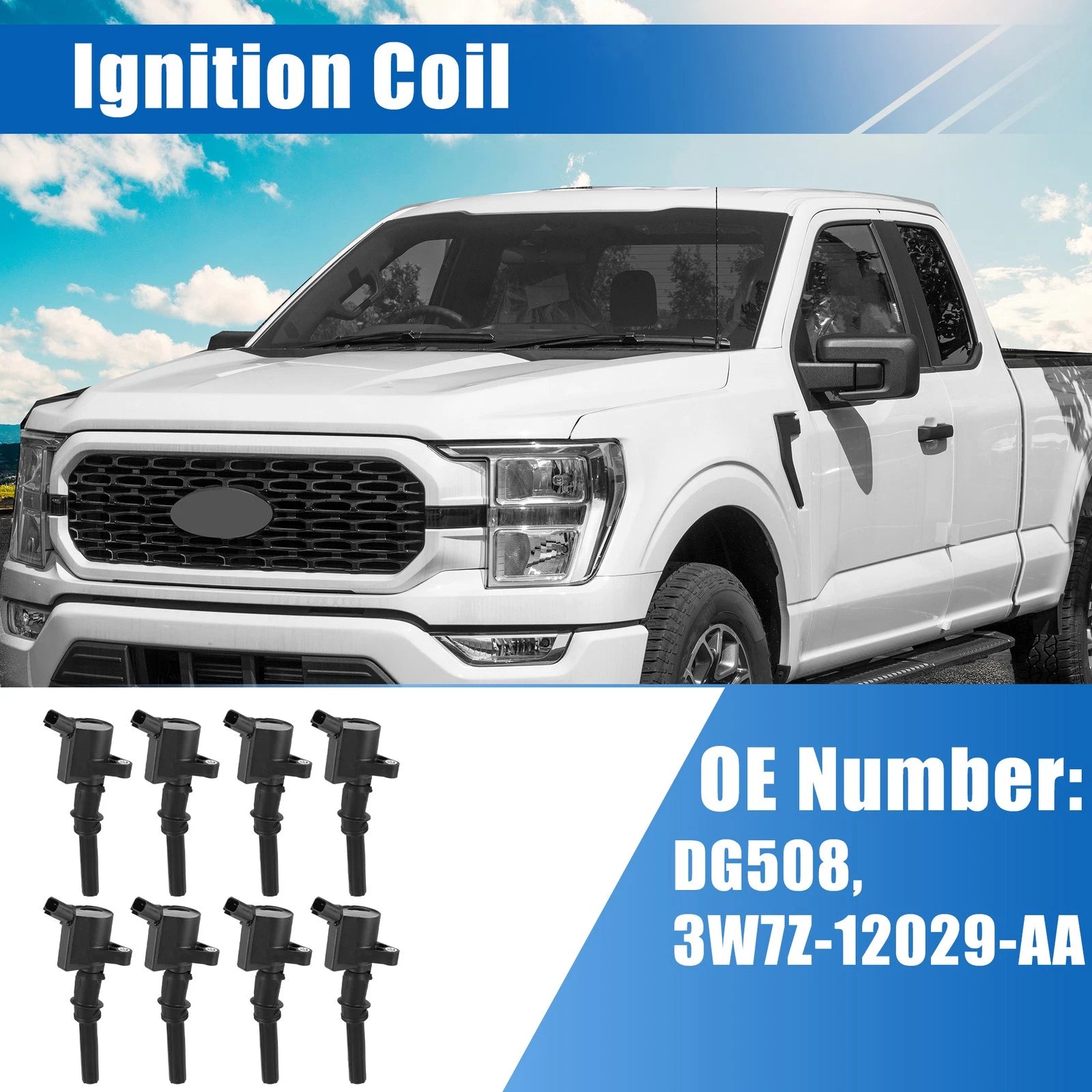 Set of 8 Ignition Coils DG508 3W7Z-12029-AA for Ford E-150 (2003–2014)