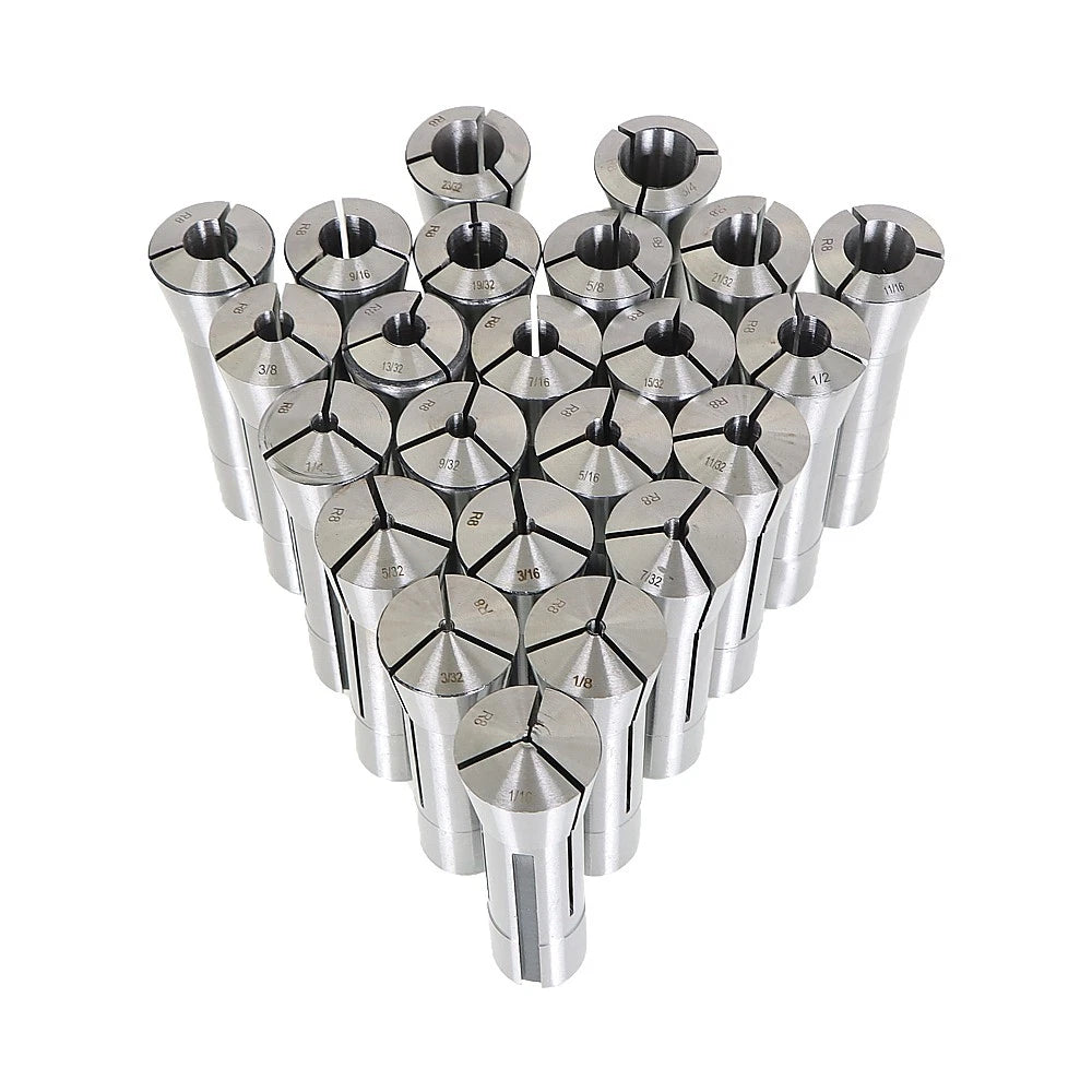 23-Piece R8 Collet Set for Bridgeport (Fractional 1/16" to 3/4")