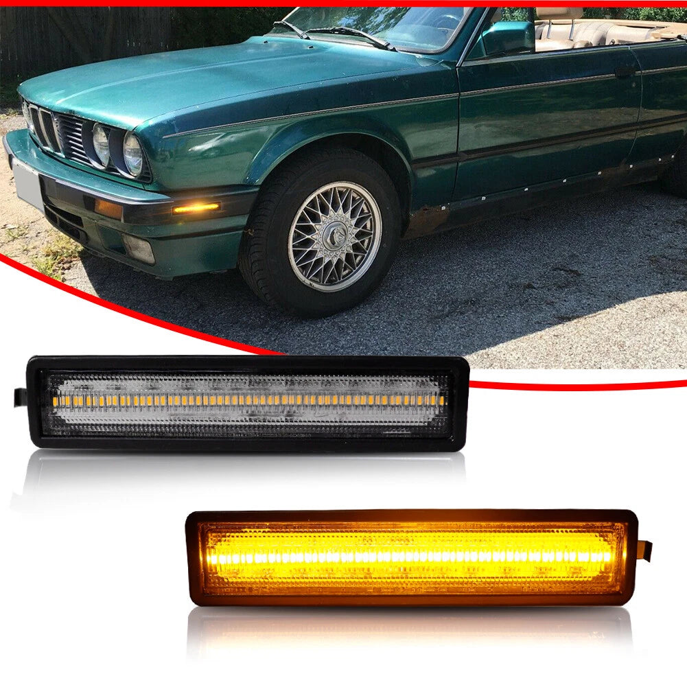 Clear Lens Amber LED Side Marker Lights for BMW E30 E34 (1982–1996)