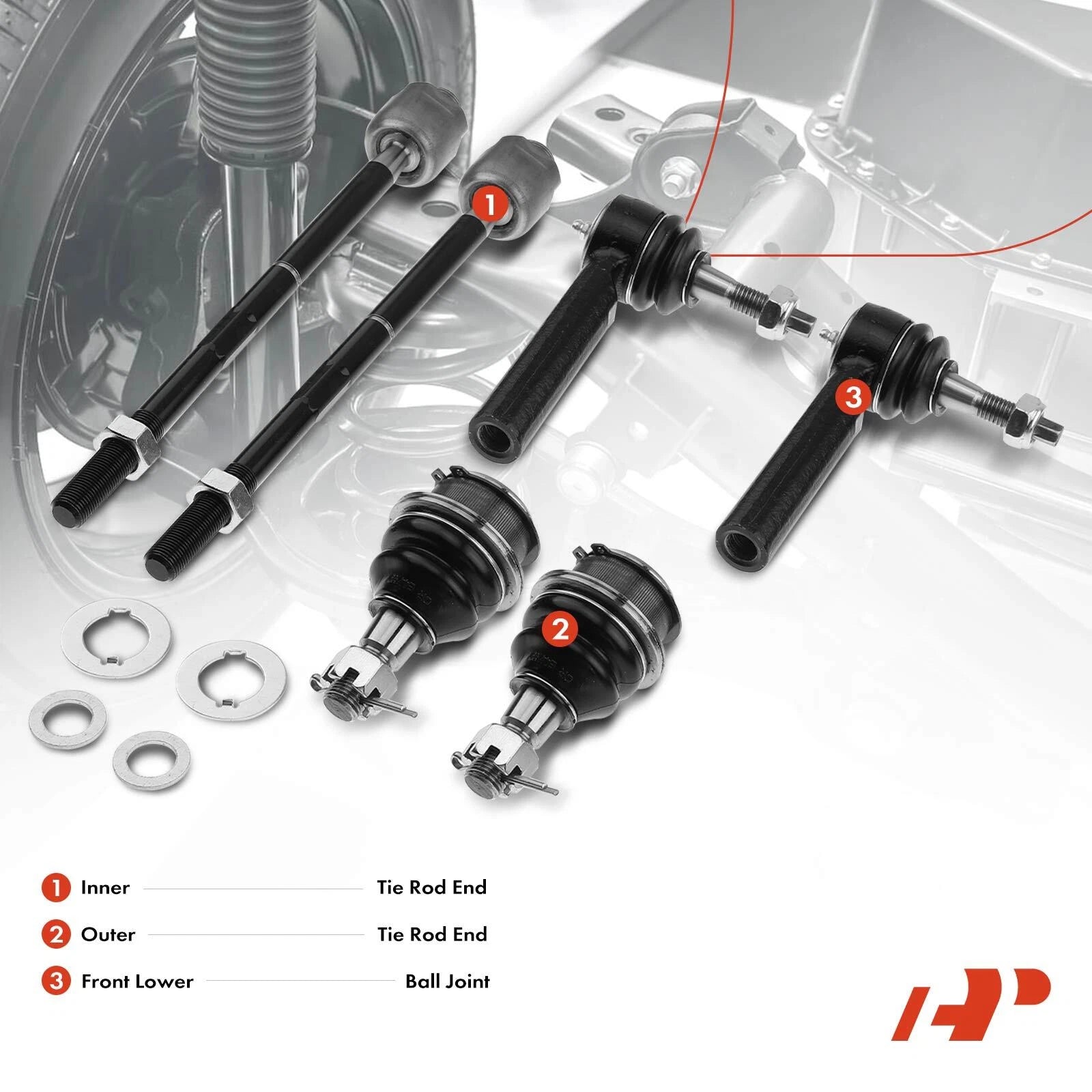 Set of 8 Tie Rod Ends, Ball Joints & Wheel Hubs for Chevy GMC