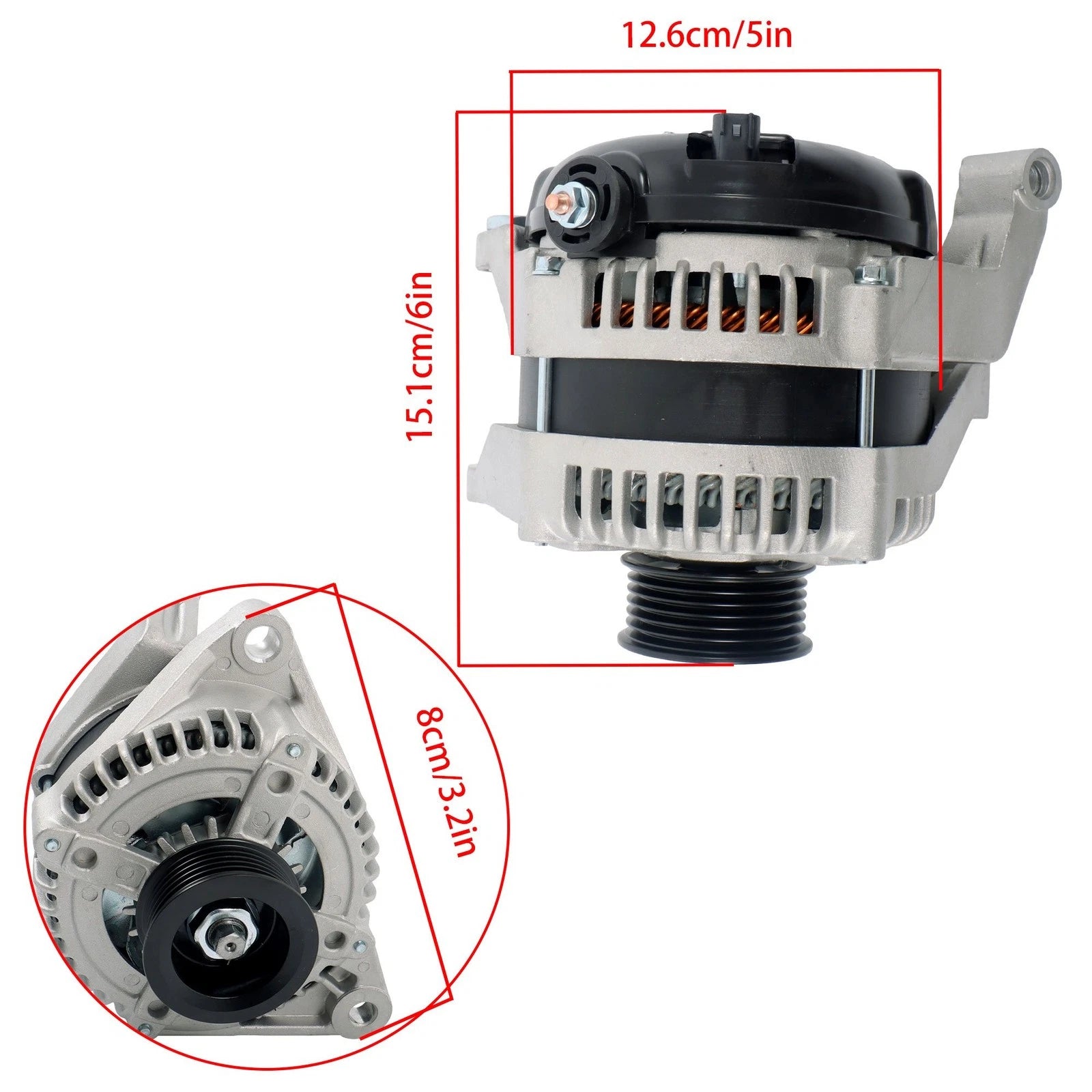 Alternator for Dodge Ram 1500, Jeep Grand Cherokee, Liberty (12V, 160A)
