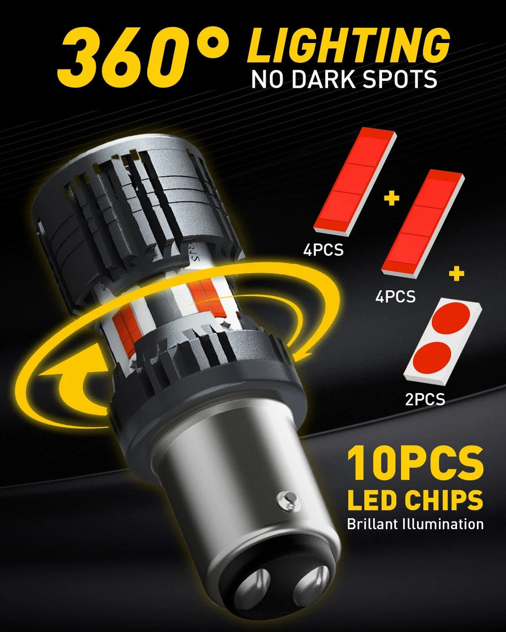 2X AUXITO 1157 LED Bulb Red Tail Stop Brake Light for (2057 2357 7528)