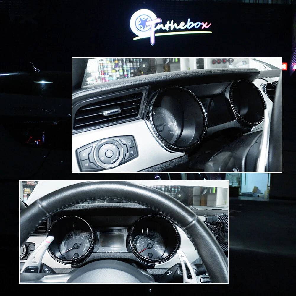 Carbon Fiber Dash Speedometer Panel Cover Trim Ring for Ford Mustang (2015–2020)