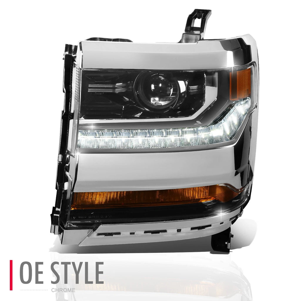 Projector Headlights for Chevrolet Silverado 1500 (2016–2018) Chrome