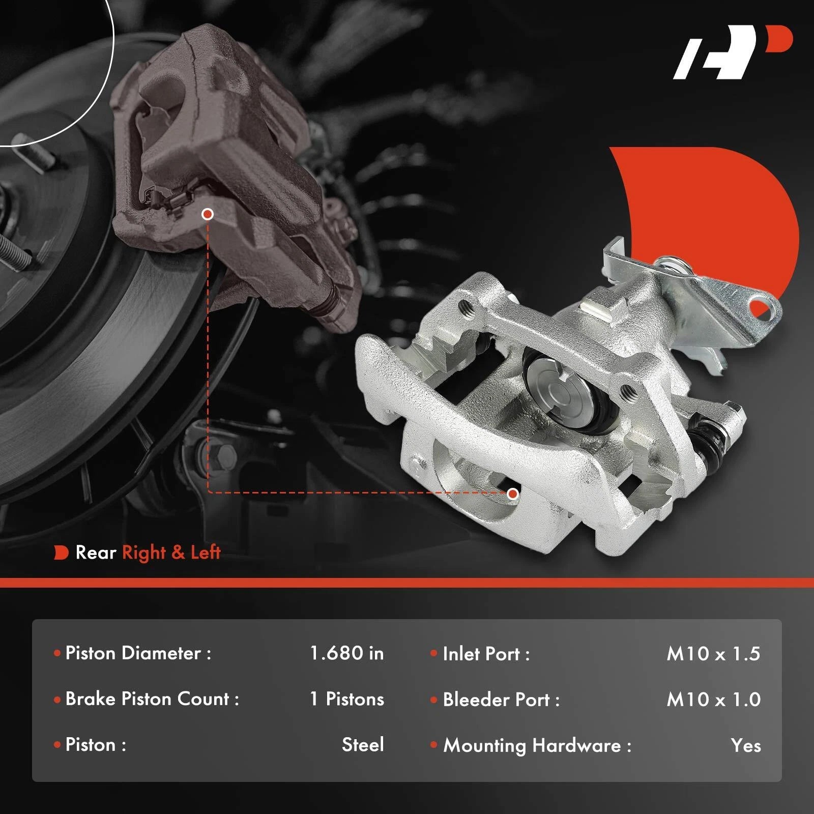 Pair Rear Disc Brake Caliper with Bracket for Ford Thunderbird (1983-1997)