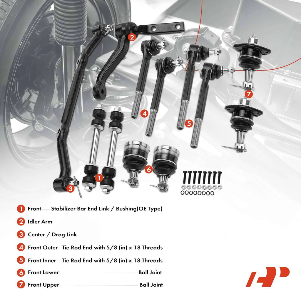 Set of 12 Front Sway Bar Link Tie Rod Ends for Chevy Blazer S10 GMC S15 Jimmy