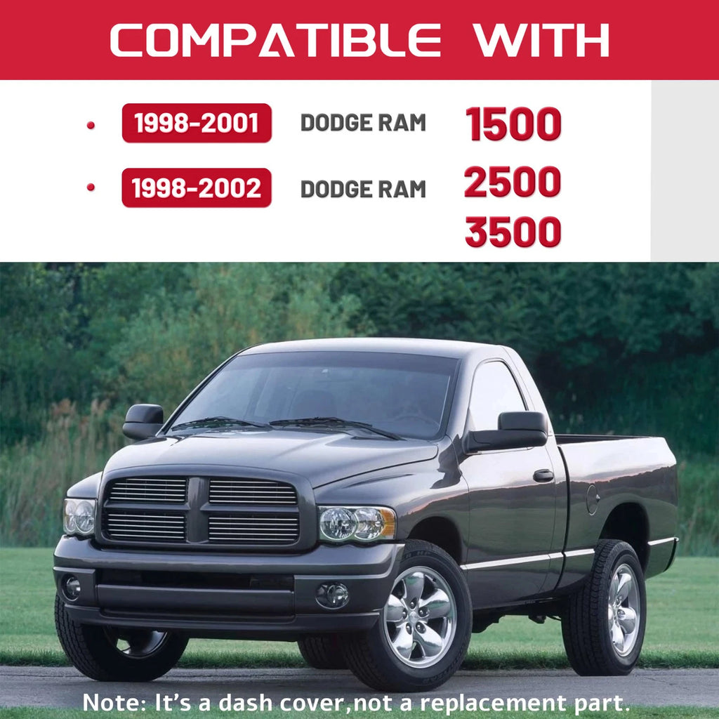 Dash Cover for Dodge Ram 1500 2500 3500 (1998-2002) Dark Grey