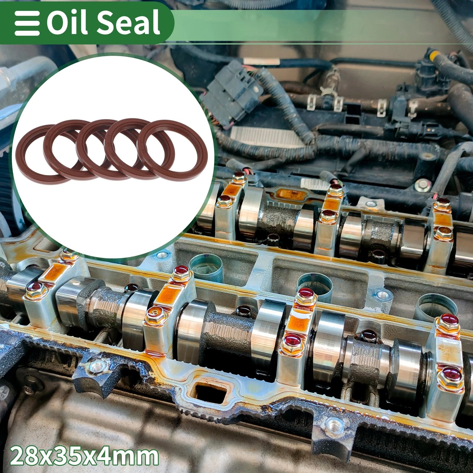 Set of 5 Oil Seal Rotary Shaft Seal FKM Rubber 28x35x4mm