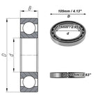 Deep Groove Ball Bearing 75x105x16mm for Scooter Skateboard (1Pc)