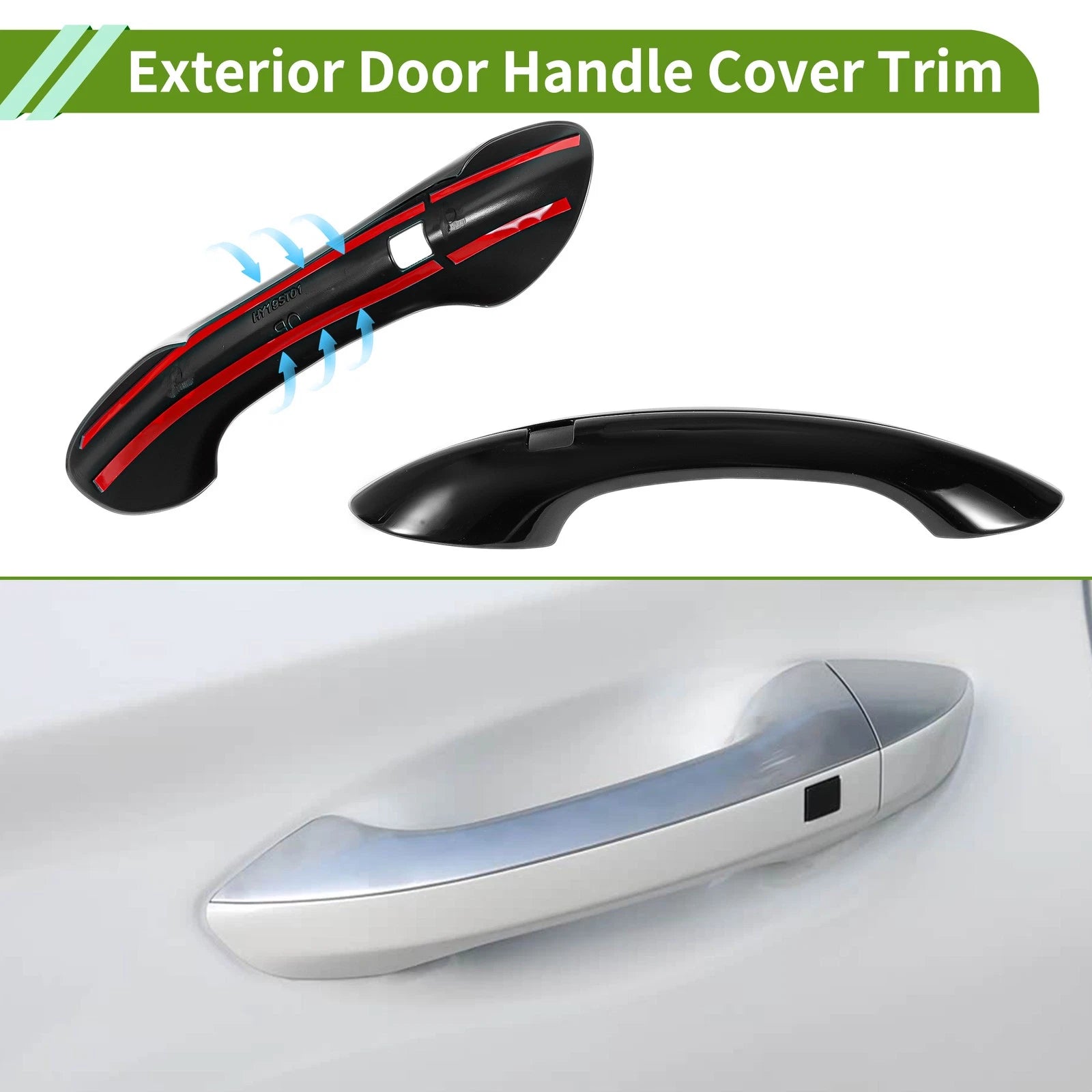 Exterior Door Handle Cover Trim for Hyundai Santa Fe (2019–2023) Gloss Black ABS