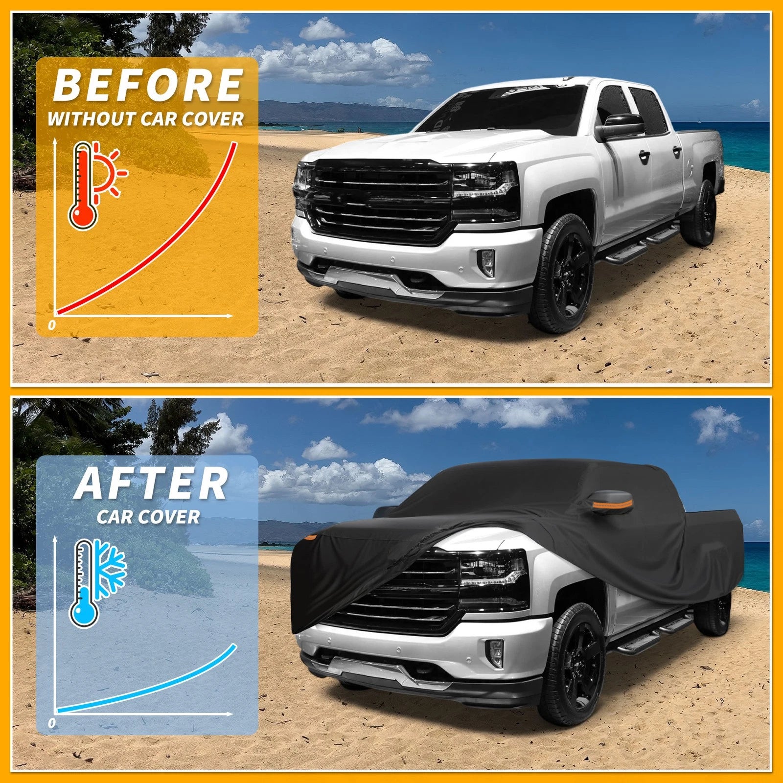 Waterproof Car Cover for Chevy Silverado (190T-PU, Black)