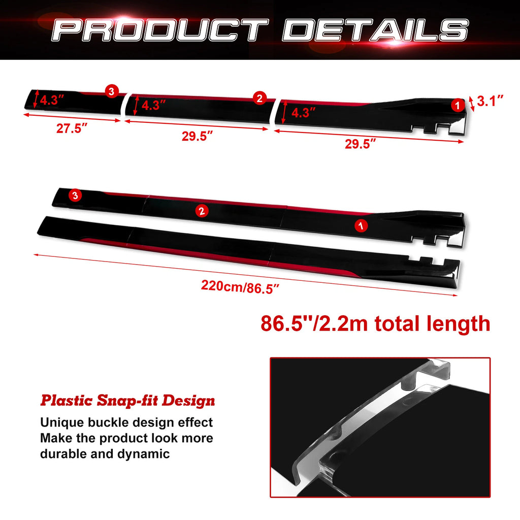 Universal Lower Side Skirt Winglets Diffusers Bottom Line Extension