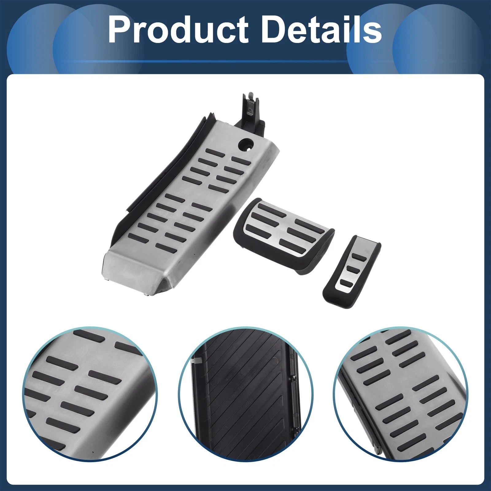 3X Automatic Foot Accelerator Pedal Covers for Audi A6L (2009–2012) Silver Tone