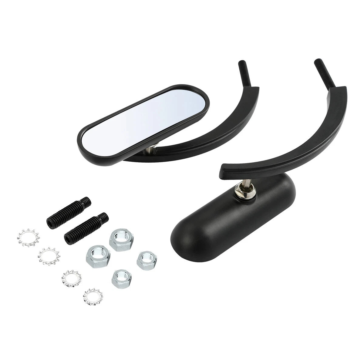 Black Mini Oval Rear View Mirrors for Harley Touring Dyna Sportster (883–1200)