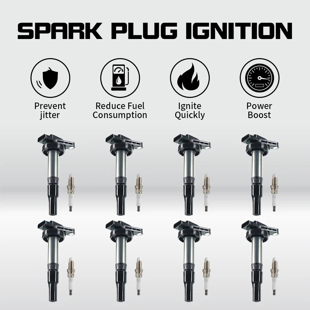 8x Ignition Coil & 8x Spark Plug for Jaguar XJ8 XK8 S-Type (2003–2009) AJ810445 UF519