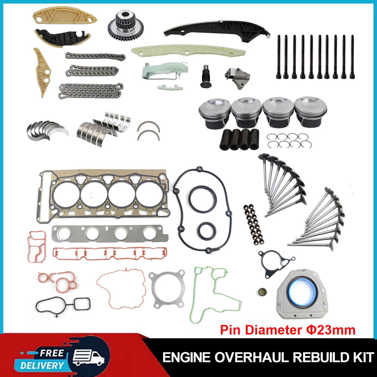 Piston Timing Chain Gaskets Kit for Audi A3 A4 Q5 VW Passat (2000-2023)