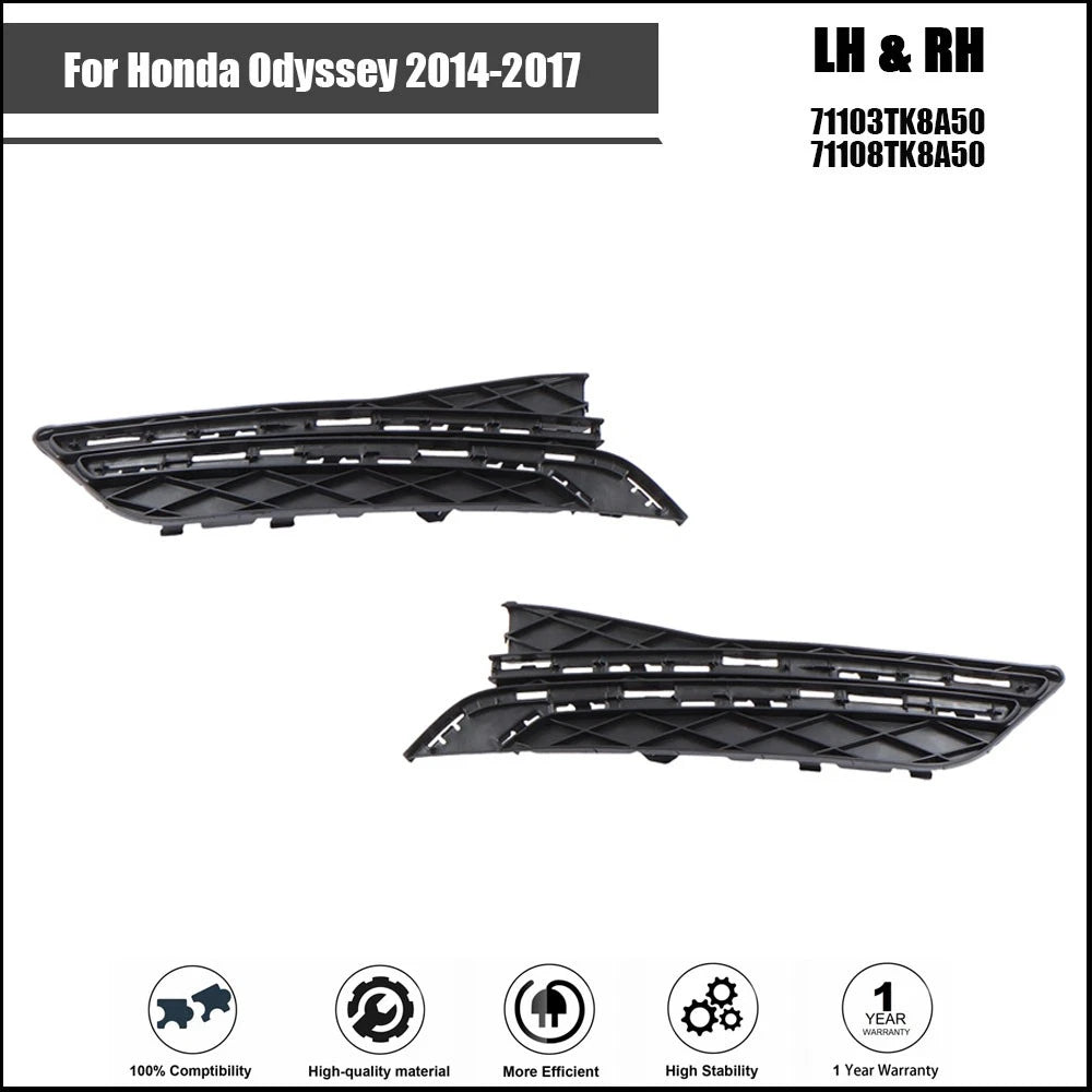 Set of 2 Front Fog Light Covers for Honda Odyssey (2014–2017) Black