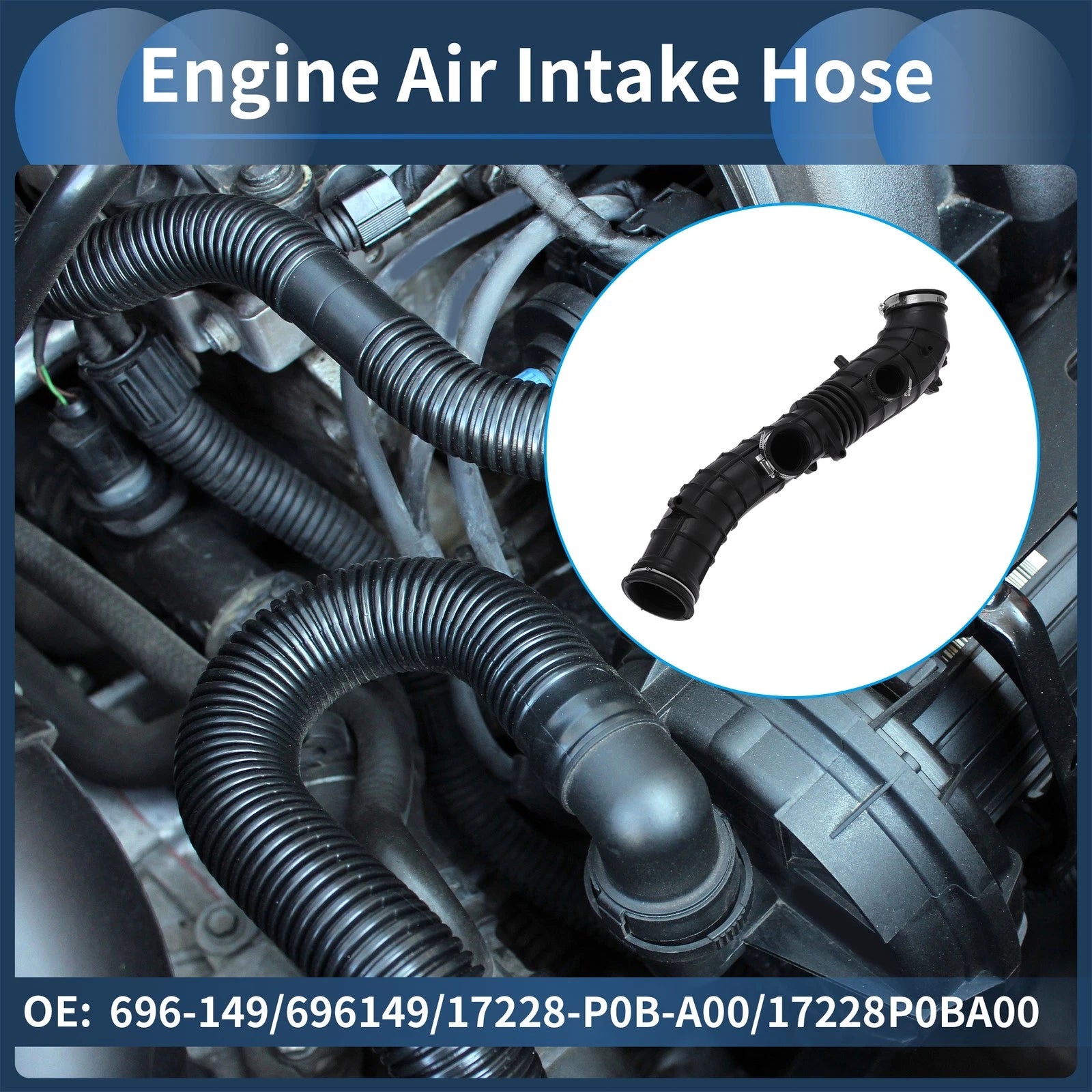 Engine Air Intake Hose for Honda Accord L4 2.2L (1994–1997) No. 696-149 Rubber Clamp