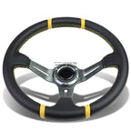 Universal Yellow Stripe 350mm PVC Leather Steering Wheel